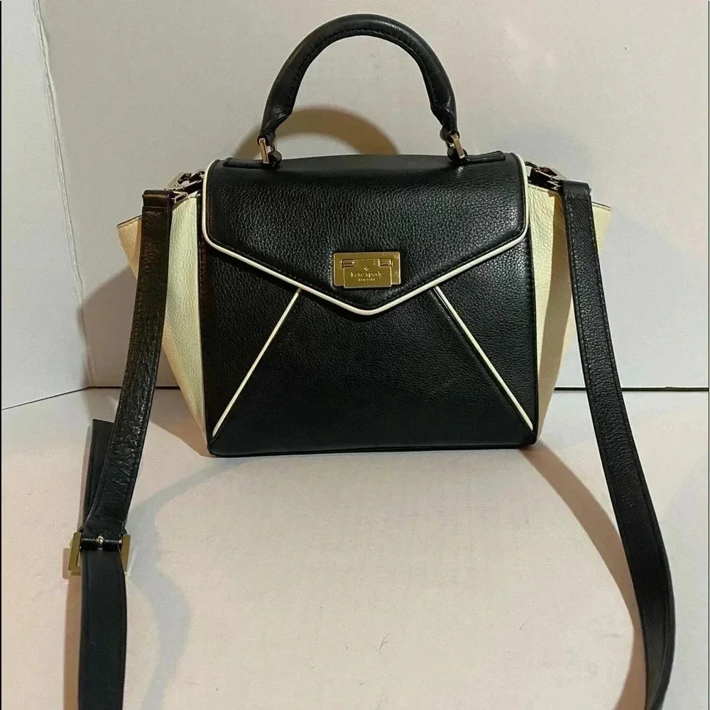 Kate spade black beige black satchel handbag